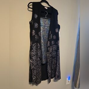 LuLaRoe Elegant Skirt And Vest Black And Silvwe